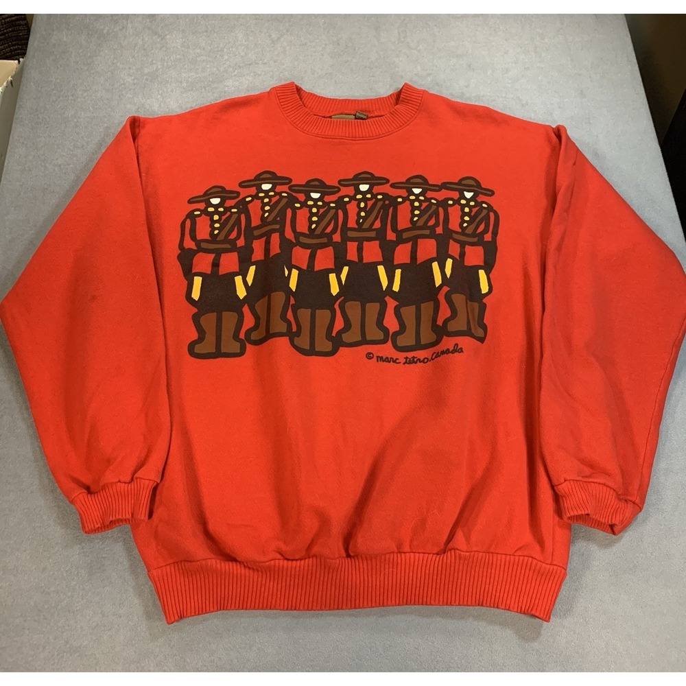 Vtg 90's Marc Tetro Canada Mountie Police Crewneck Red Sweatshirt M/L